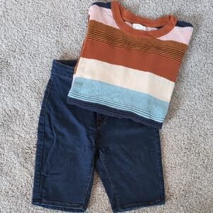 Market & Spruce Striped Sweater and Shorts Set